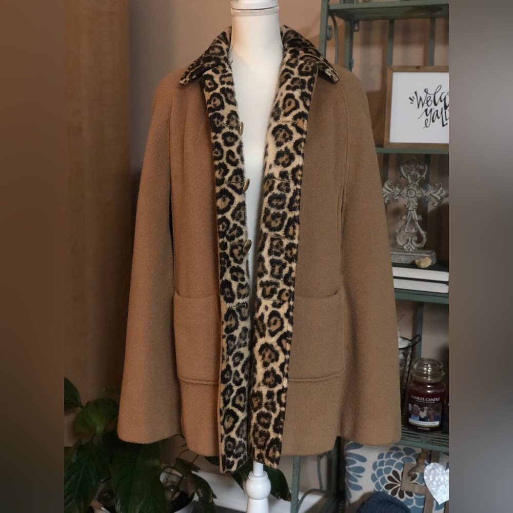 Vintage Italian Merino Sheepskin & Wool Reversible Fur 4-Button Coat Medium